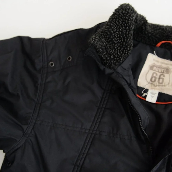 Vintage Route 66 Black Zip Up  Bomber Winter Coat Size Large - Picture 13 of 14